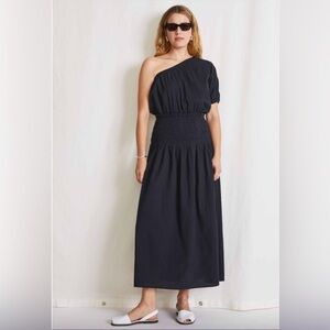 💎 NWT Apiece Apart Marta One Shoulder Dress in Black Size Large